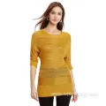 Fully fashion bat sleeve stripe ladies knitted pullover